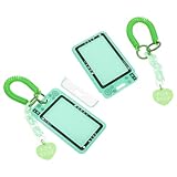 SOIMISS 2 Stück Pack Ausweishalter Schlüsselanhänger mit Verriegelung Kunststoff Kartenhülle Grün mit Fotohalter Schutzhülle für Busfahrkarte und Studentenausweis Kawaii Anhänger mit