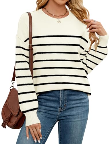 Image of WEACZZY Women Crew Neck Long Sleeve Ribbed Knit Side Slit Pullover Sweaters