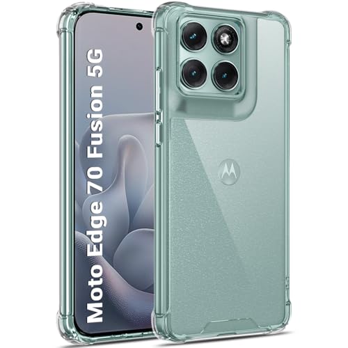 Image of TheGiftKart Crystal Clear Back Cover Case for Motorola Moto Edge 70 Fusion 5G | 360 Degree Protection | Shock Proof Design | Transparent Back Case Cover (PC & TPU, Transparent Bumper)