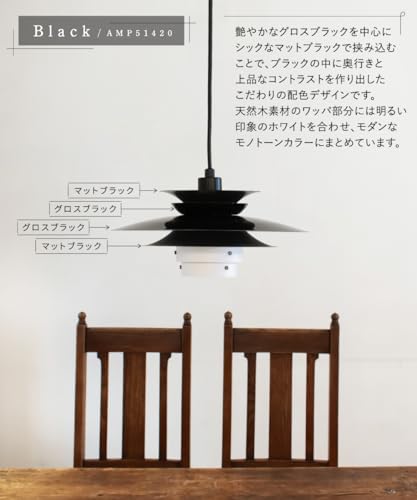 Ampoule ペンダントライト 照明 おしゃれ 天然木 1灯 スチール 照明器具 電球別売 ブラック デザイナーズ Ayle エール 1P Sサイズ [4]