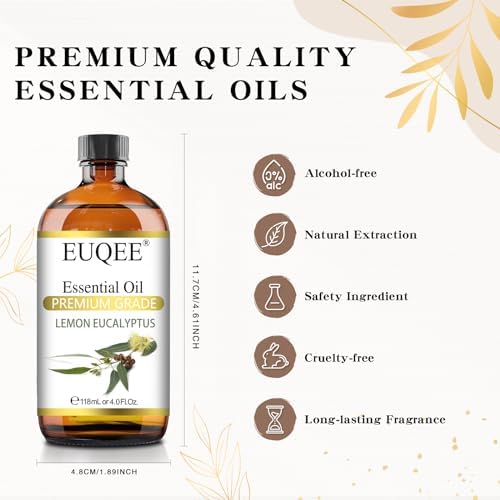 EUQEE Lemon Eucalyptus Essential Oil 118ML Pure Lemon Eucalyptus Oil for Spary, Diffuser, Indoors, Outdoors, Aromatherapy, Soap Candle Making - 4Fl.Oz - 3
