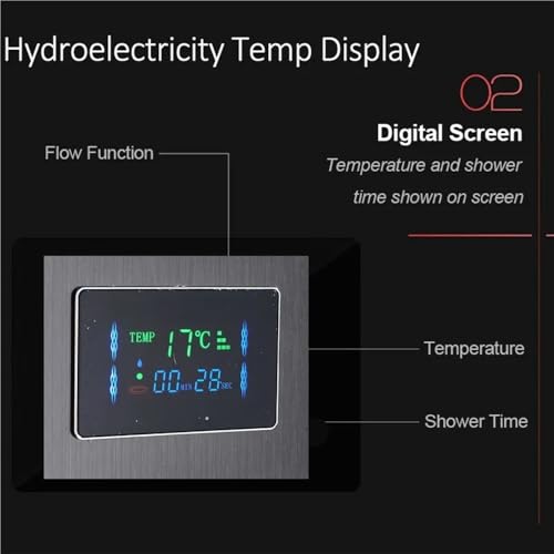LED Shower Panel Tower System Rain Waterfall Column Hydroelectricity LCD Display with Massage Body Spa Bath Faucet miniatura 6