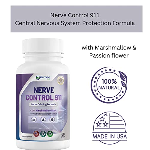 Phytage Labs Nerve Control 911 - Natural Plant Based Nerve Health Supplement (60 Capsules) #TOP28