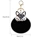 Anple Genuine Rabbit Fur Ball Pom Pom Keychain with A fashion Alloy Fox Head Studded with Synthetic Diamonds(Rhinestone) for Womens Bag Cellphone Car Charm Pendant Decoration(Black Style 2)