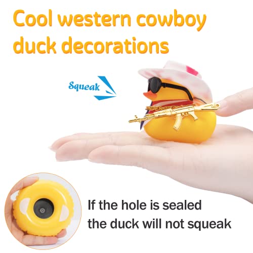 image for wonuu Car Rubber Duck Decoration, West Cowboy Duck Car Dashboard Decor