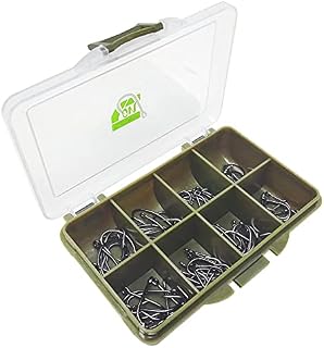 Carp On - 80 Assorted Barbless Carp Eyed Fishing Hooks - Curved and Wide Gape (Size 4, 6, 8 and 10) Comes in a Tough Tackle Storage Box - 15cm x 12cm x 3cm [14-46810]