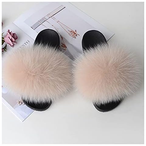 FENCHUN Children Sweet Fur Slippers Summer Fluffy Furry Slides Girl Home Plush Fur Beach Flip Flops (Color : 0012, Shoe Size : 6) Cover