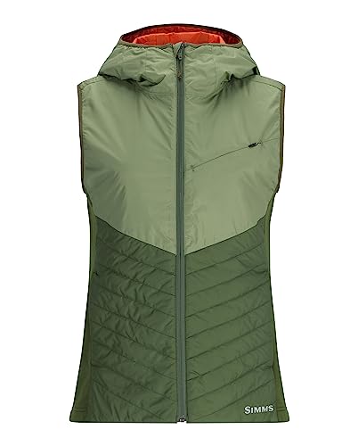 Simms Women's Fall Run Hybrid Hooded Vest - Dark Clover/Riffle Green - Large