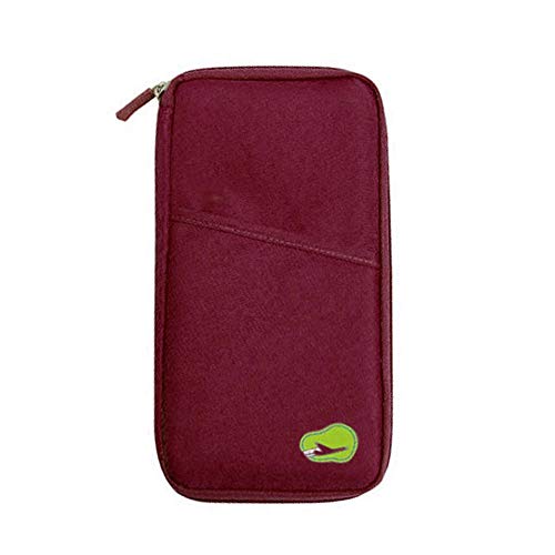 Preisvergleich Produktbild Kartentasche Kartenhalter Unisex Reisepasshülle Multifunktions Kreditkartenetui ID-Halter Aufbewahrungsbox Organizer Geldbeutel - Weinrot