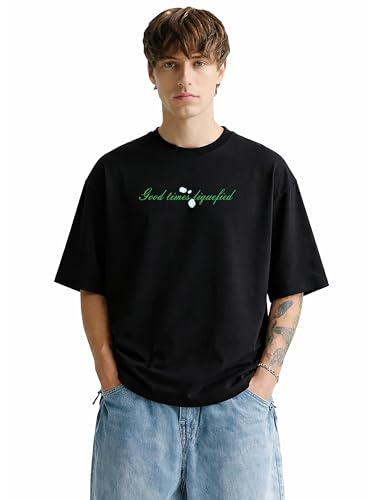 Image of Darkbuck Jagermeister Graphic Print Oversized Black Cotton Black T-Shirt for Men and Women dropshoulder Streetwear Clothing