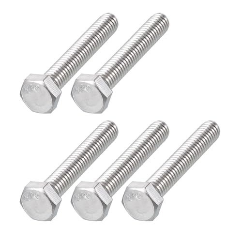 Image of METALLIXITY Hex Head Bolts (5 /16-18 x 2 inch) 5Pcs, 304 Stainless Steel 18-8, Fully Threaded, External Hex Drive, Plain Finish, Hex Head Screw Bolt, Silver