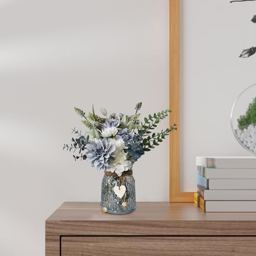 Vase de fausses fleurs de 6,3 pouces avec corde déco de centre de table - 6
