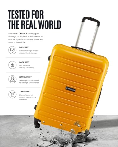 Image of SNITCH Loop 3Pc Set Yellow Polypropylene Hard Travel Suitcase - Suitcase for Travel Set of 3 & Luggage with 4 Wheels, Secure Lock & Free Shoe Bag