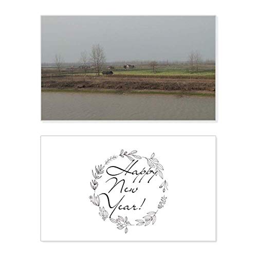 Tarjeta conmemorativa de Año Nuevo Autumn Scenery House, mensajes de amor