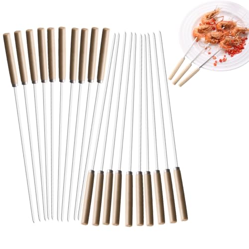 Recopilación de Cuchilos . 44 AdooAdii 20PCS Brocheta para Barbacoa 33.5CM Juego de Palitos para Asar de Acero Inoxidable Brochetas Reutilizables con Mango Herramientas para Carnes Pescado Verduras Filete...