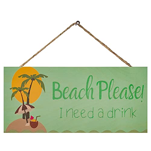 JennyGems Beach Please I Need a Drink Wooden Sign, Funny Coastal Decor, Tiki Bar Sign, Beach Bar Decorations, Made in USA