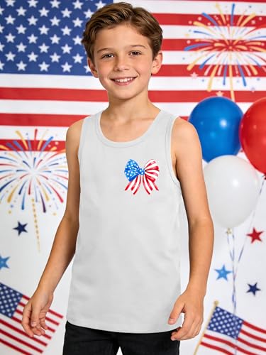 Image of Ithalt Girls 4th of July Tank Top for Kids Boys USA Patriotic Shirt American Flag Tshirt Red White and Blue Sleeveless