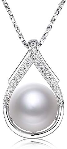 Nonnyl Real-Freshwater-Pearl-Necklaces for Women, Cultured Pearl Pendant Fine Jewelry White Pearls Necklace Valentines Day Mothers Day Gifts for Wife Mom Girlfriend, Anniversary Birthday Gifts for Her