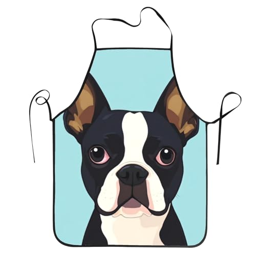 bladesgsd Cute Boston Terrier Aprons For Cooking Kitchen Chef Waitress Cook Apron 28.3