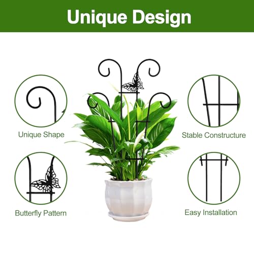 Image of Coomin Indoor Plant Trellis for Potted Plants with Buttrtflies, 14.5in 2p