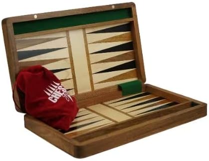 BACKGAMMON SET BOARD INLAID HANDMADE SHEESHAM SOLID WOODEN BOARD GAME WITH BACKGAMMON PIECES AND DOUBLING DICE INCLUDED 10"
