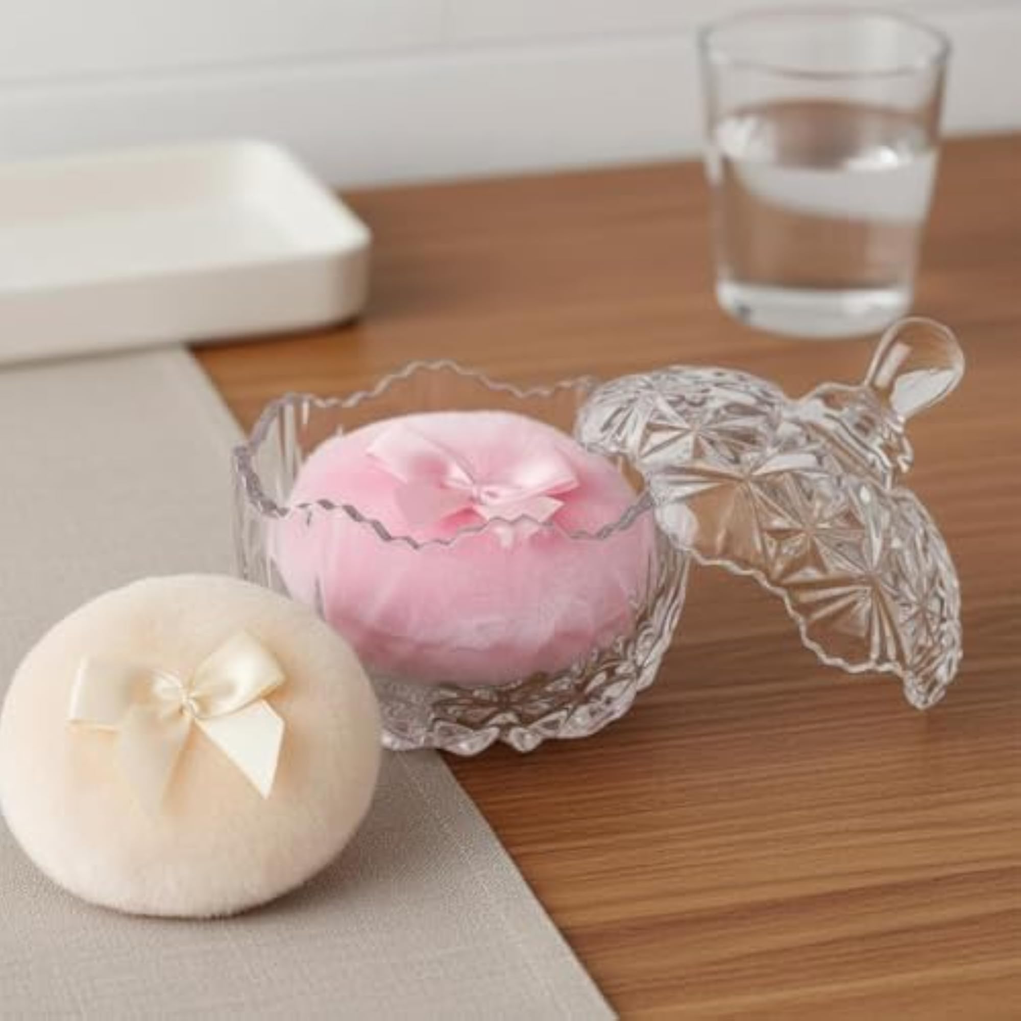3 Pieces Reusable Body Powder Puff and Container Set, Multi-Purpose