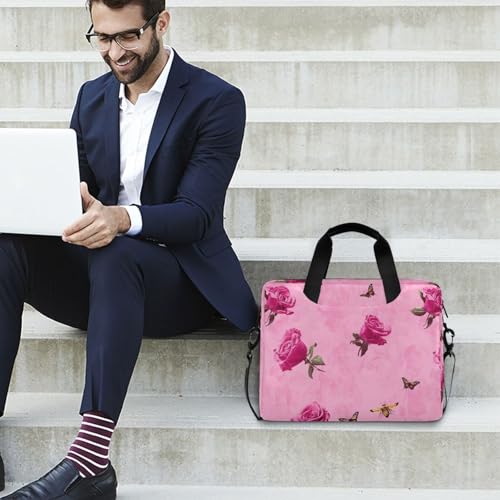 Maletín para laptop 15.6" rosa con asa y correa miniatura 3