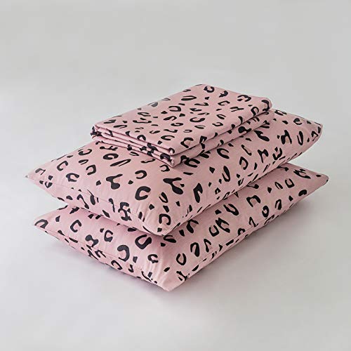 Yuheguoji Black Leopard Duvet Cover Queen Size 100% Cotton Mauve Cheetah Duvet Cover 3 Pieces Set 1 Pink Patterned Duvet Cover With Zipper Ties 2 Pillowcases Modern Cute Animal Print Bedding Set Soft #TOP6