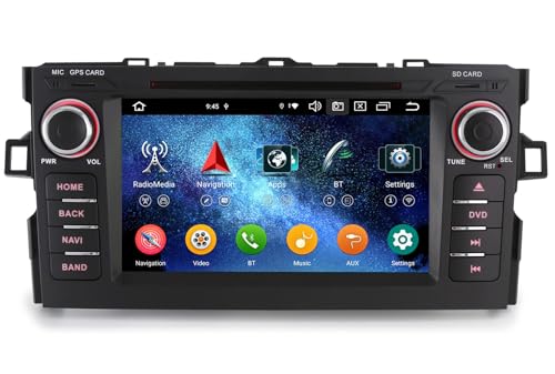 Android 14 Radio Coche Estéreo Bluetooth GPS Navegador para Toyota Auris E15, Wireless Carplay& Android Auto DSP Bluetooth A2DP WiFi Dab+ Pantalla táctil FM Radio 4GB+64GB