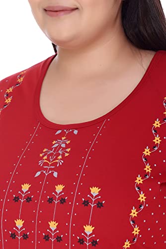 Image of In Love Women's Plus Size Printed Cotton Night Suit Set Short Sleeve | Cotton fabric - soft night suit set for sleepwear and home comfort