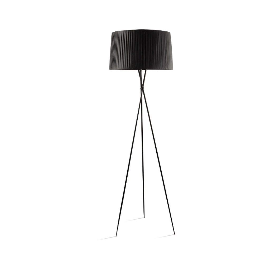Standing lamp Floor Lamp Folding Cloth Shade Metal Tripod Style Durable Floor Lamp for Bedroom Living Room Stand Lamp Tall Standing Pole Light (Color : Black)
