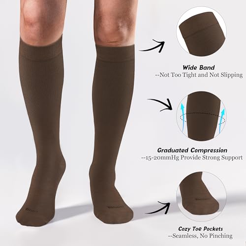 Cotton Compression Socks for Women&Men 15-20mmHg Knee High Cute Support Sock for Nurses, Pregnant Women, Travel3