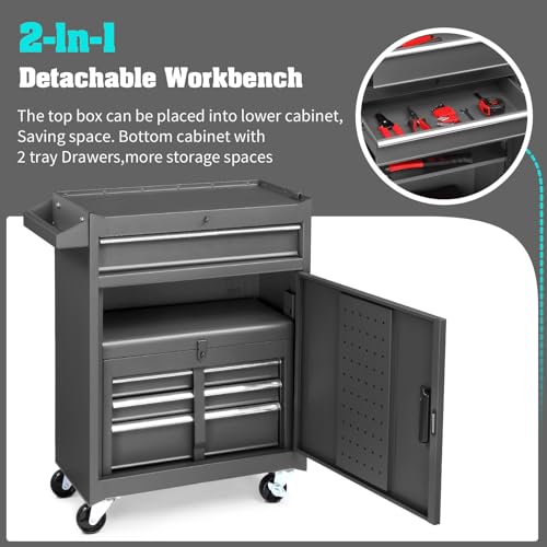 image for Winado 4-Drawer Rolling Tool Chest with Wheels & Lock, Tool Box with L
