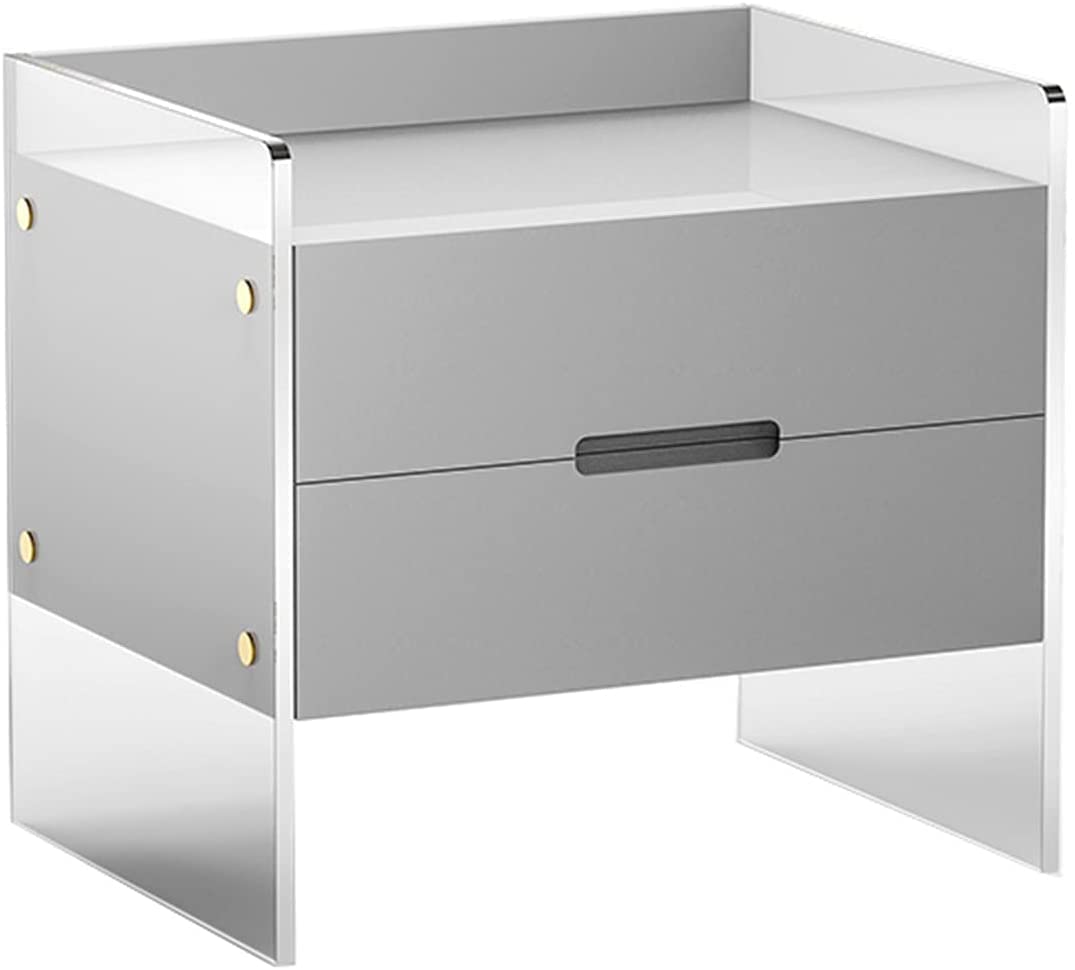 Table de chevet bois gris 2 tiroirs petit meuble de rangement chambre et salon 60cm - 8