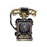 ZYDYRX Groß Vintage Telefon-Spardose aus Harz Retro-Telefon-Sparschwein Telefon-Geldsparbox Schwarz-Gold 15 x 11 x 19,5 cm, Schreibtischdekoration Retro Münzbank Desktop Statue Ornament
