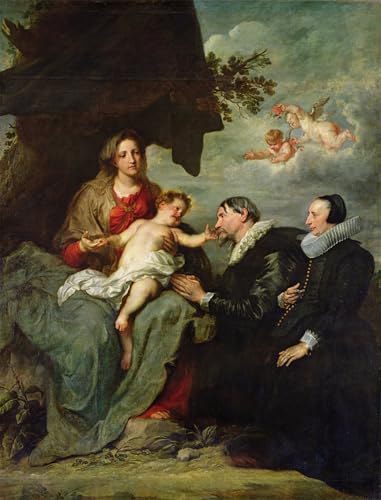 Portrait Van Dyck Dame et enfant affiche toile pour habiller un grand mur vide 60x90