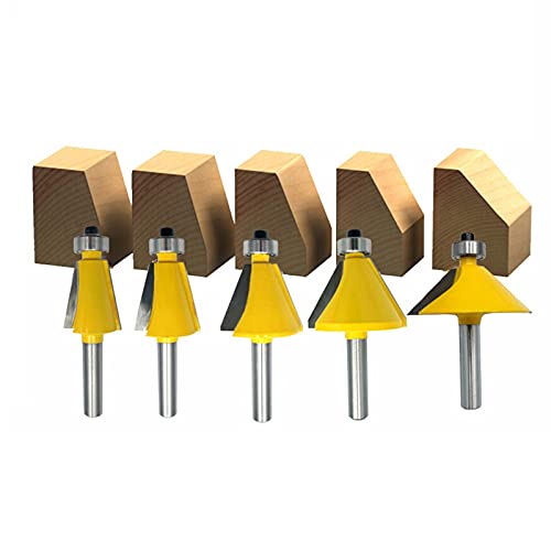 8mm Shank Chanfrein Fraises avec roulement Guide carbure Router Bits Fraises à Rainurer à Chanfreiner degrés chanfrein et biseau de toupie de Bordure Cover