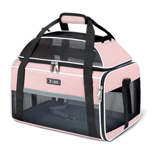 Image of Lekereise Top-Expandable Pet Carrier 18x11x11Inch Delta American United Airline Approved Soft Sided Underseat to 15lbs Travel Carriers for Small Dogs Cats with Locking Safety Zippers Anti-Scratch Mesh