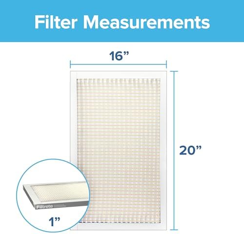 Filtrete 16x20x1 Air Filter MERV 5, 6-Pack AC Furnace HVAC, MPR 300 Basic Dust Defense, Pleated Electrostatic, Removes Lint