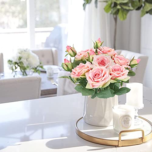 KOSHIFU-6-Pezzi-Fiori-Finti-da-Esterno-Interno-Pink-Rosa-Piante-Artificiali-Bouquet-Decorazioni-Fiori-di-Seta-Composizioni-per-Vaso-Balcone-Cimitero-Matrimonio-Centrotavola-Giardino-Ufficio