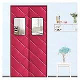Auto Close Thermal Insulated Curtains Windproof Panel External Door Cover Waterproof PU for Indoor Patio Keep Warm 23 Sizes (Color : Red Size : 160x220cm)