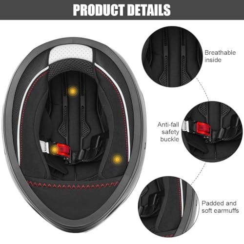 Integralhelm mit Sonnenblende | Motorradhelm Integralhelme | Motorradhelm Integralhelm Mofahelm ECE 22.06 | Kinn- & Kopfbelüftung | für Damen und Herren | Schwarz (XL)