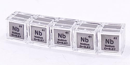 Image of 0.39 inch 10mm Niobium Metal Cube Nb up to 99.9% Pure Periodic Table Element Engraved Density Collection Science Education Display Block Cube + Acrylic Case Box - 1PC