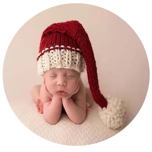 Christmas Newborn Baby Photo Shoot Props Outfits Crochet Clothes Santa Claus Red Hat Pants Photography Props2