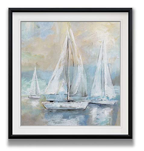 Renditions Gallery Parent Listing Wall Art, Assorted Images, Premium Gallery Wrapped Canvas, Ready to Hang, Made in The America, Black Frame Grouping (32X32, Sail Away Sea B)