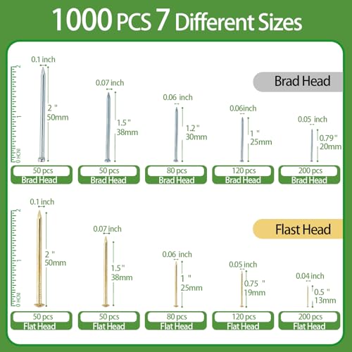 Image of 1002pcs Hardware Nails Assortment Kit, Nails for Hanging Pictures, Small Wall Nails for Hanging, Finishing Nails, Common Wood Nails, Mini 8oz Claw Hammer and Nails Set with Magnetic Wristband