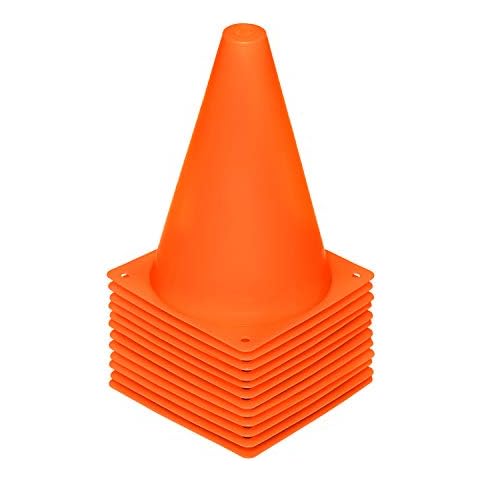 REEHUT 7.5 Inch Plastic Sport Training Traffic Cone (Set of 12, Orange) Cover