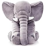 Ryttir 24 Inch XXL Gray Big Elephant Stuffed Animal, Adventure Stuffed Elephant Pillow Toy, Brave Boy's and Girl's Room Elephants Plush Decor, Funny Christmas Stuffed Elephant Gifts for Kids and Women