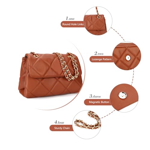 Image of Gladdon Quilted Crossbody Purses for Women Small Ladies Shoulder Bags with Chain Trendy Clutch Purse Cute Designer Bag