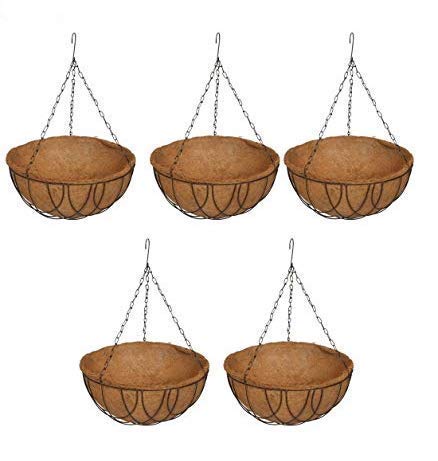 COIR GARDEN Coir Hanging Baskets – 12 INCH – Pack of 5 – Balcony Garden Decoration for Indoor and Outdoor